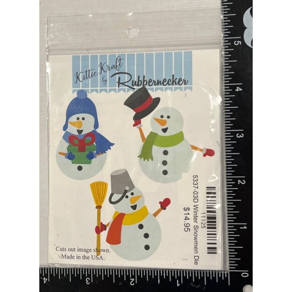 RARE HTF 11125 Rubbernecker Winter Snowmen Die Cut Set 5337-03D by Kittie Kraft - Picture 1 of 4